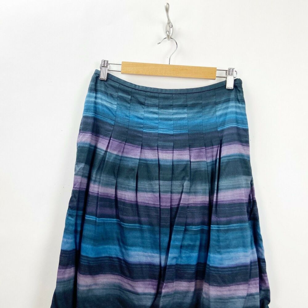2/$30 LOFT 4 Womens Black Purple Blue Ombre Pleate A-line Skirt - Picture 3 of 8